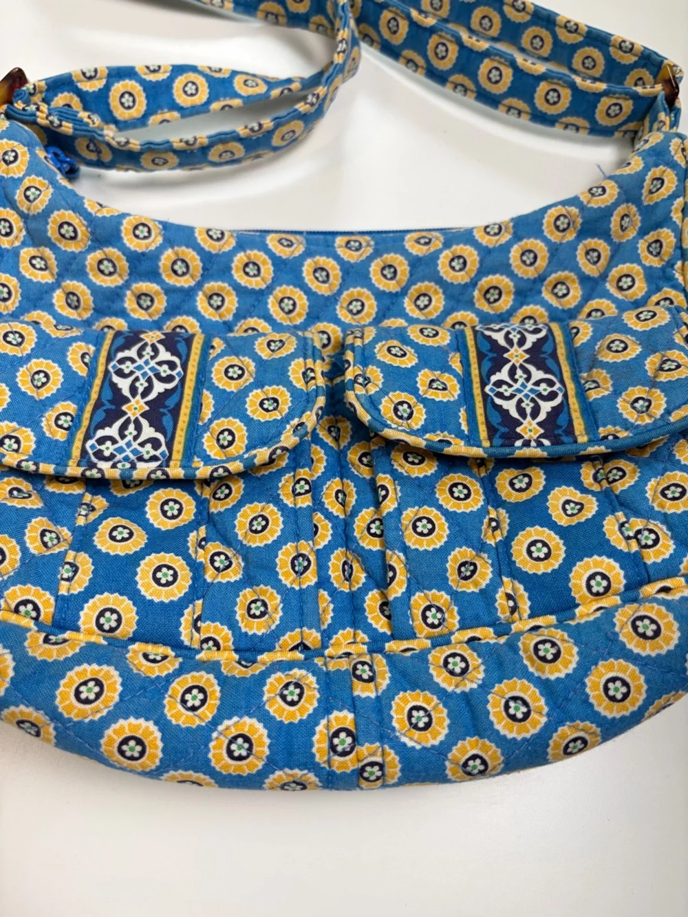 VERA BRADLEY Riviera 2008 Libby Crossbody Purse Shoulder Bag Blue Yellow Y2K